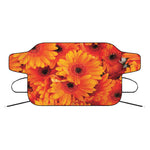 Orange Daisy Flower Print Car Windshield Snow Cover