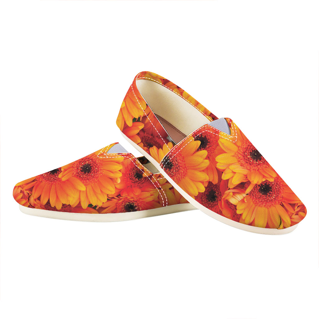 Orange Daisy Flower Print Casual Shoes