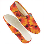 Orange Daisy Flower Print Casual Shoes
