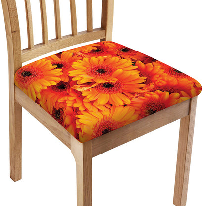 Orange Daisy Flower Print Chair Cushion Cover