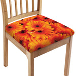 Orange Daisy Flower Print Chair Cushion Cover