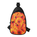 Orange Daisy Flower Print Sling Bag