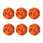 Orange Daisy Flower Print Coaster Set