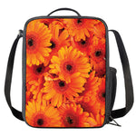 Orange Daisy Flower Print Crossbody Lunch Bag