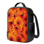 Orange Daisy Flower Print Crossbody Lunch Bag