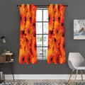 Orange Daisy Flower Print Grommet Curtain Panels