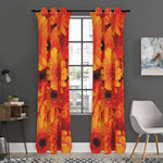 Orange Daisy Flower Print Curtain
