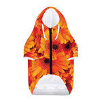 Orange Daisy Flower Print Dog Zip Up Hoodie