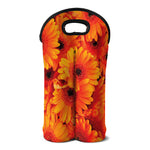 Orange Daisy Flower Print Double Neoprene Wine Tote