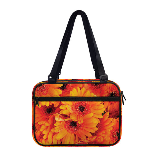 Orange Daisy Flower Print Double Strap Bible Bag