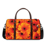 Orange Daisy Flower Print Duffle Bag