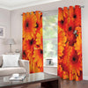 Orange Daisy Flower Print Extra Wide Grommet Curtains