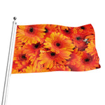Orange Daisy Flower Print Flag