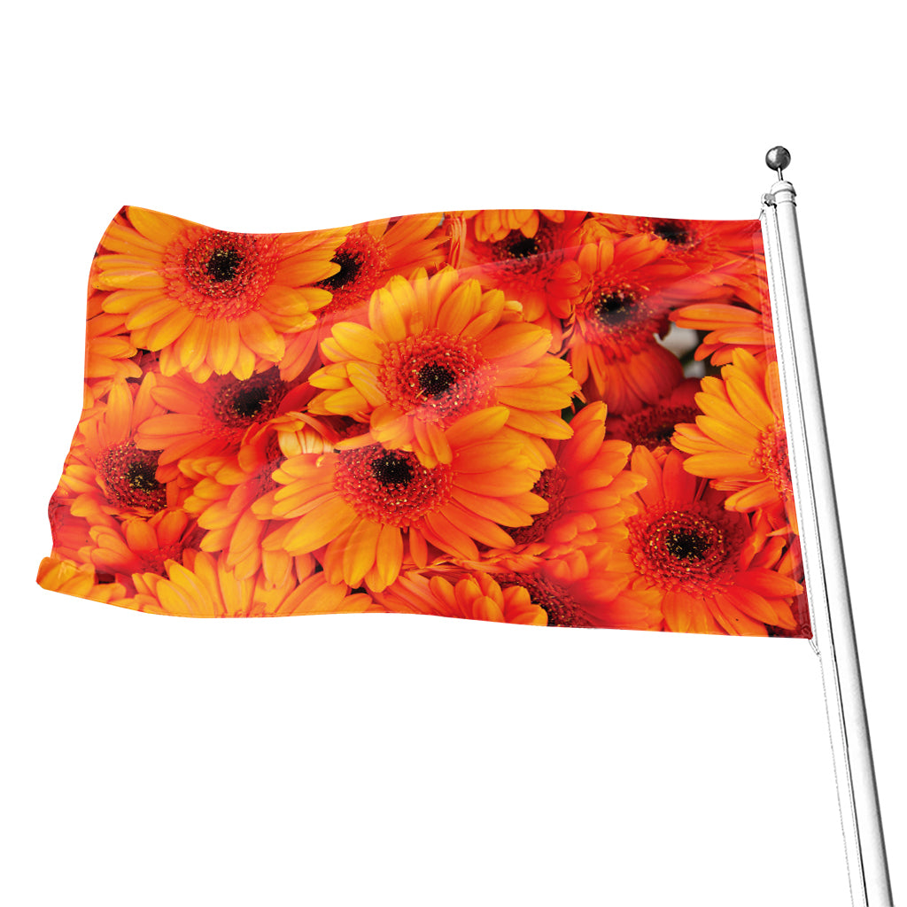 Orange Daisy Flower Print Flag