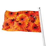 Orange Daisy Flower Print Flag