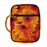 Orange Daisy Flower Print Front Pocket Bible Bag