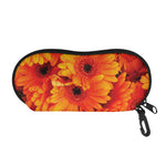 Orange Daisy Flower Print Glasses Case