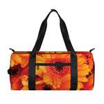 Orange Daisy Flower Print Gym Bag