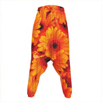 Orange Daisy Flower Print Hammer Pants