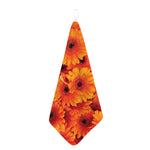 Orange Daisy Flower Print Hand Towel