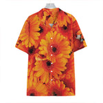 Orange Daisy Flower Print Hawaiian Shirt
