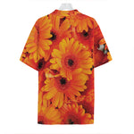 Orange Daisy Flower Print Hawaiian Shirt