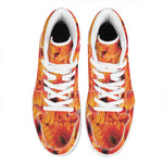 Orange Daisy Flower Print High Top Leather Sneakers