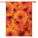 Orange Daisy Flower Print House Flag