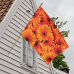 Orange Daisy Flower Print House Flag