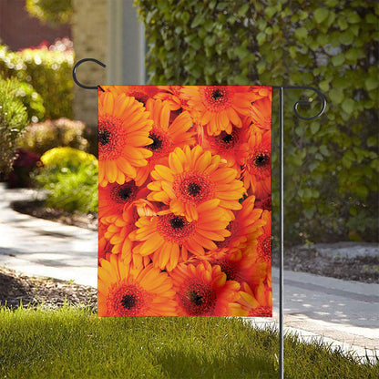 Orange Daisy Flower Print House Flag