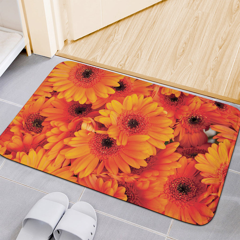 Orange Daisy Flower Print Indoor Door Mat