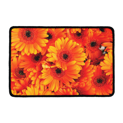 Orange Daisy Flower Print Kitchen Mat