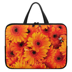 Orange Daisy Flower Print Laptop Sleeve With Handle