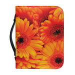 Orange Daisy Flower Print Leather Bible Cover