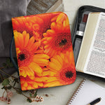 Orange Daisy Flower Print Leather Bible Cover