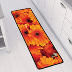 Orange Daisy Flower Print Long Kitchen Mat