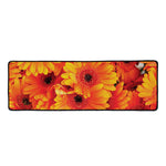 Orange Daisy Flower Print Long Kitchen Mat