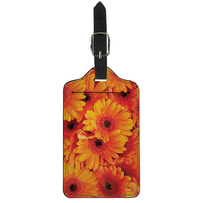 Orange Daisy Flower Print Luggage Tag