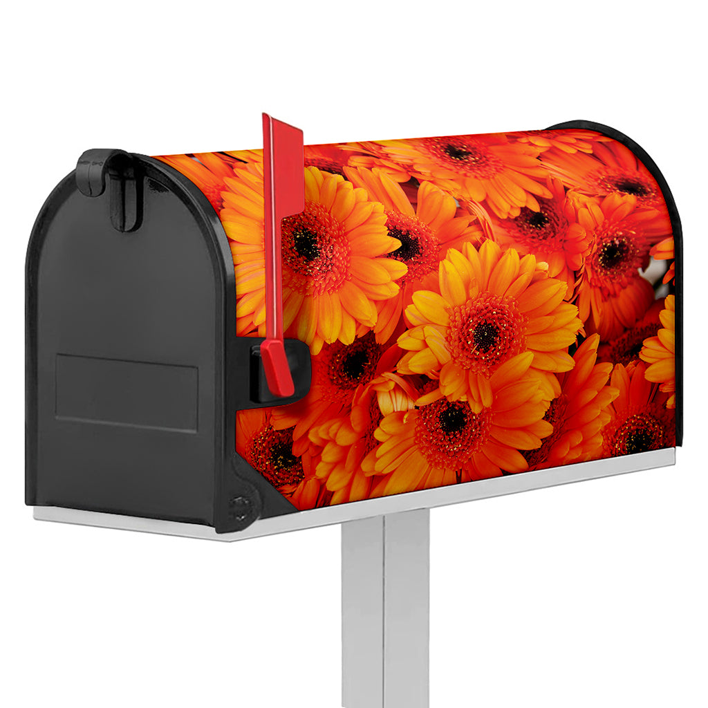 Orange Daisy Flower Print Mailbox Cover