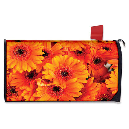 Orange Daisy Flower Print Mailbox Cover