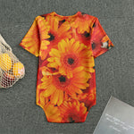 Orange Daisy Flower Print Men's Bodysuit