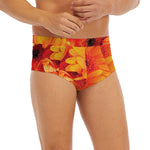 Orange Daisy Flower Print Men's Briefs
