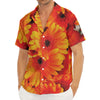 Orange Daisy Flower Print Men's Deep V-Neck Shirt