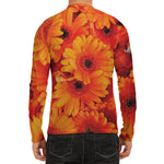 Orange Daisy Flower Print Men's Long Sleeve Rash Guard