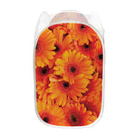 Orange Daisy Flower Print Mesh Laundry Hamper