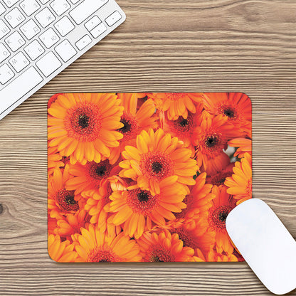 Orange Daisy Flower Print Mouse Pad