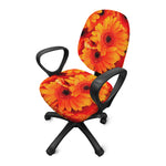 Orange Daisy Flower Print Office Chair Cover