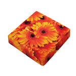 Orange Daisy Flower Print Outdoor Seat Cushion Cover