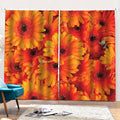 Orange Daisy Flower Print Pencil Pleat Curtains