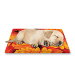 Orange Daisy Flower Print Pet Cooling Mat Cover